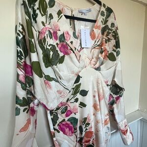 Baltic Born Floral Long Sleeve Dress - Cream and Pink